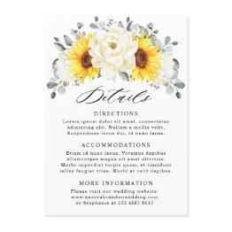 Small Sunflower Ivory Peony Eucalyptus Wedding Details  Enclosure Invitations Front View