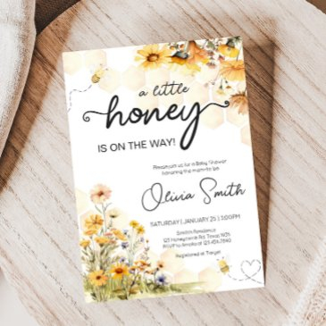 sunflower little honey baby shower invitation