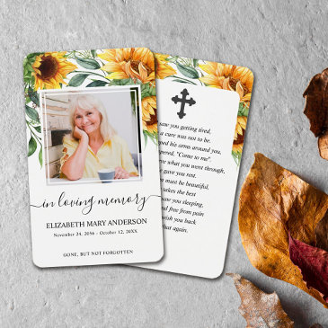 sunflower photo sympathy funeral prayer invitations
