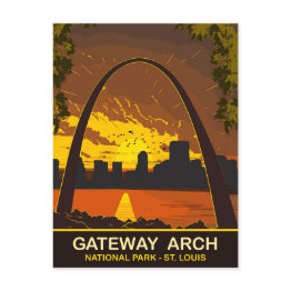 Small Sunset At Gateway Arch, St Louis, Travel Postinvitations Front View