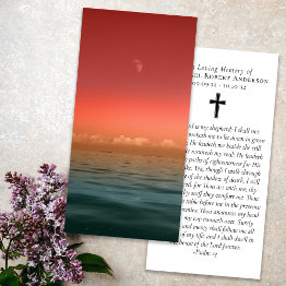Small Sunset Ocean Photo Prayer Memorial Bookmark Front View