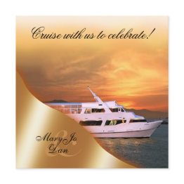 Small Sunset Yacht Wedding Nautical Invitation Front View