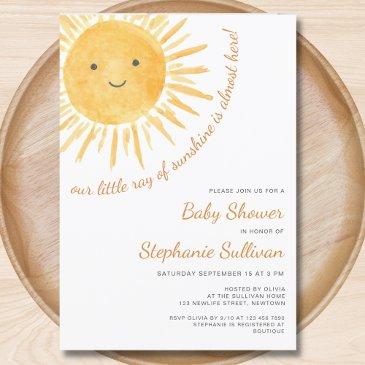 sunshine gender-neutral boho sun baby shower invitation