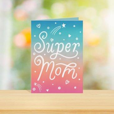 super mom stars hearts lettering mother's day invitations