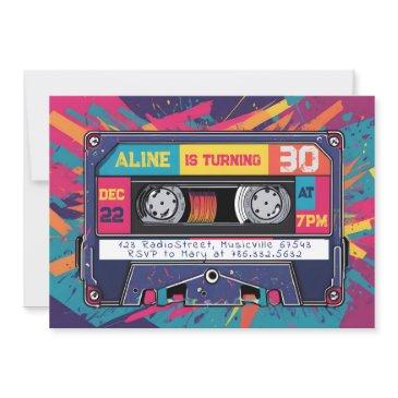 super rad 80s 90s audio cassette birthday invite