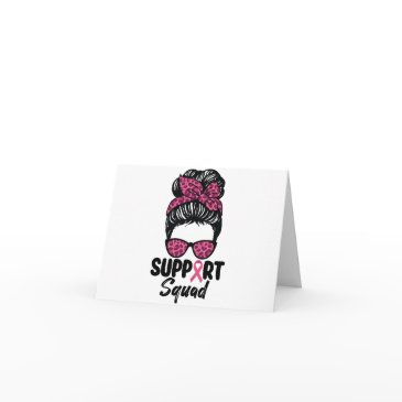 support squad messy bun pink warrior breast cancer note invitations