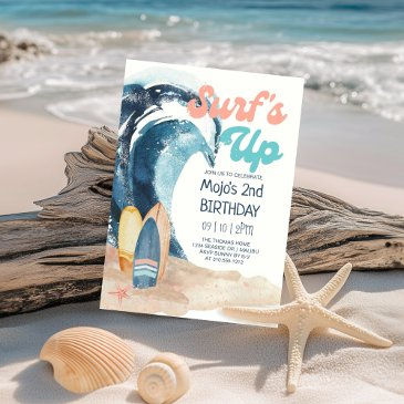 surf's up | tropical beach kids birthday invitation
