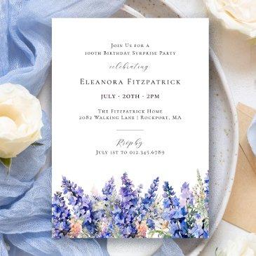 surpise party 100th birthday july birth flower invitation