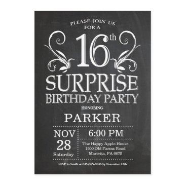 surprise 16th birthday invitation chalkboard