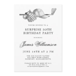 Small Surprise 30th Birthday Party Golf Theme Invitation Front View