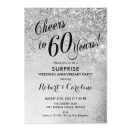 Small Surprise 60th Wedding Anniversary - Silver Invitation Front View