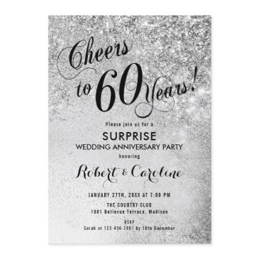 surprise 60th wedding anniversary - silver invitation