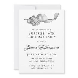 Small Surprise 70th Birthday Party Golf Theme Invitation Front View
