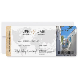 Small Surprise Boarding Pass Ticket Destination Greece Invitation Front View