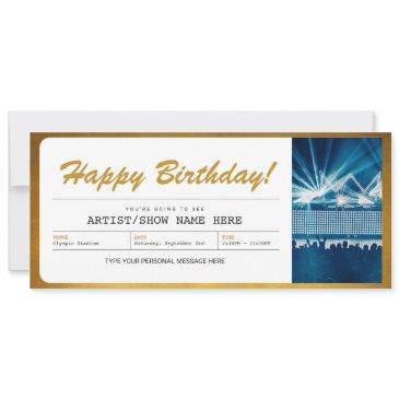 surprise concert gold gift ticket invitation