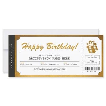 surprise concert gold gift ticket invitation