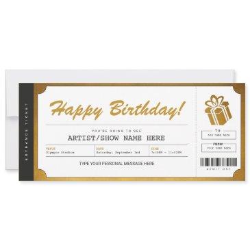 surprise concert gold gift ticket invitation
