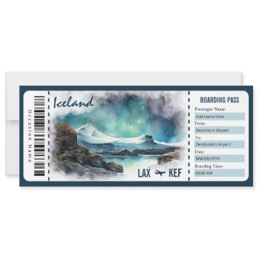 surprise iceland boarding pass gift certificate in invitation