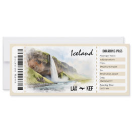Small Surprise Iceland Boarding Pass Gift Certificate Invitation Front View