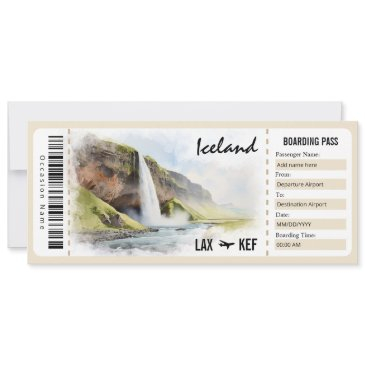 surprise iceland boarding pass gift certificate invitation