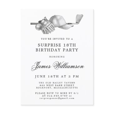 surprise party 18th birthday golf theme invitation postinvitations