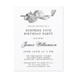 Small Surprise Party 19th Birthday Golf Theme Invitation Postinvitations Front View