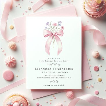 surprise party 60th birthday bow wildflower invitation