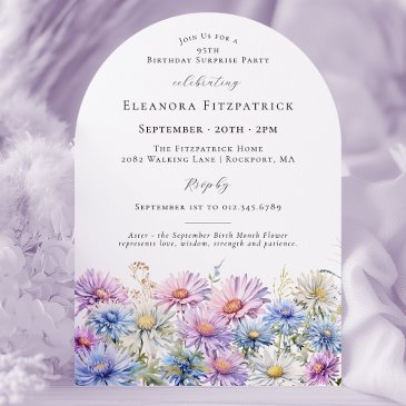 surprise party 95th september birth month flower invitation
