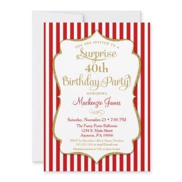 surprise party invitation red gold elegant adult