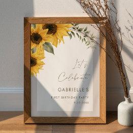 Small Sutton Sunflower Birthday Party Sign Foam Board Front View
