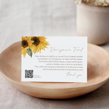 sutton sunflower wedding honeymoon fund qr code enclosure invitations