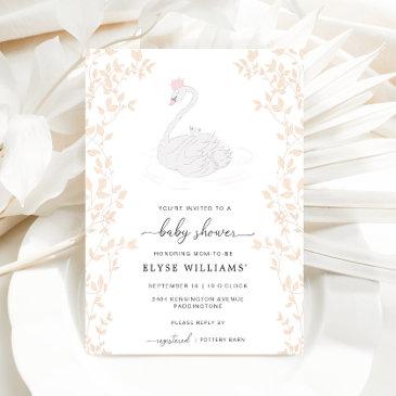 swan princess girl baby shower invitation