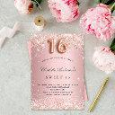 sweet 16 blush pink rose gold glitter dust party invitation