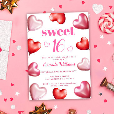 sweet 16 cute pink chic girly birthday party invitation