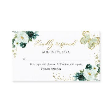 sweet 16 green floral butterfly rsvp enclosure business invitations