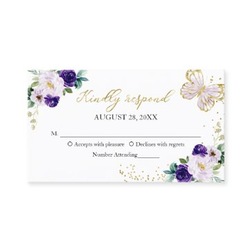 sweet 16 purple floral butterfly rsvp enclosure business invitations