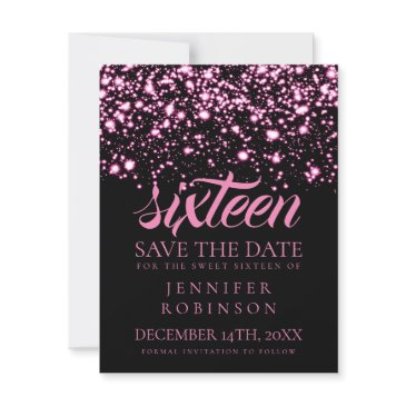 sweet 16 "save the date" pink midnight glam save the date