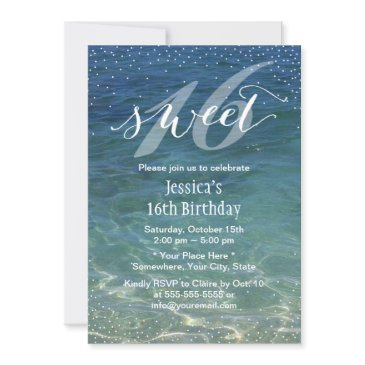sweet 16 summer beach modern confetti dots invitation