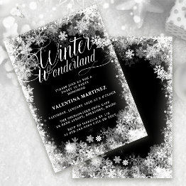 Small Sweet 16 Winter Wonderland Snowflake Invitation Front View