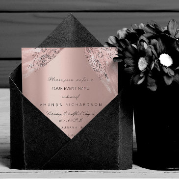 sweet 16th dress spark rose gold diamond invitation