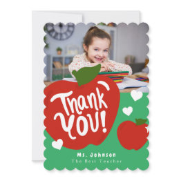 Small Sweet Apples Teacher Photo Greeting Invitations Front View