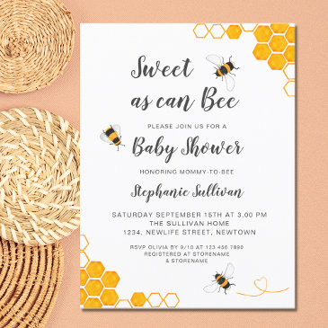 sweet as can bee baby shower invitation postinvitations