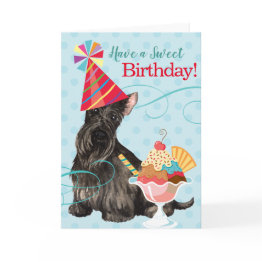 Small Sweet Birthday Scottish Terrier Invitations Front View