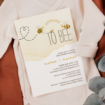 sweet bumblebee parents to bee couples baby shower invitation