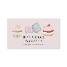 Small Sweet Cake Macaron Cupcake Pink Bakery Business Invitations Front View