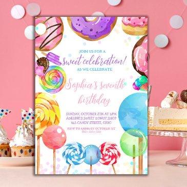 sweet celebration candy lollypops colorful girl invitation