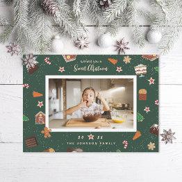 Small Sweet Christmas Baked Sweets Photo Holiday Invitations Front View