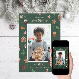 Small Sweet Christmas Baked Sweets Photo Holiday Invitations Front View