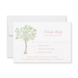 Small Sweet Crest W/ Blush Pink Green Bows Thank You Invitations Front View