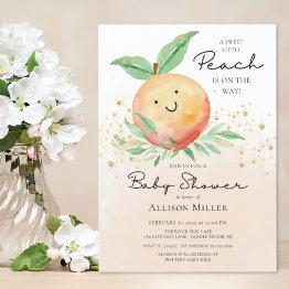 Small Sweet Little Peach Baby Shower Invitation Front View
